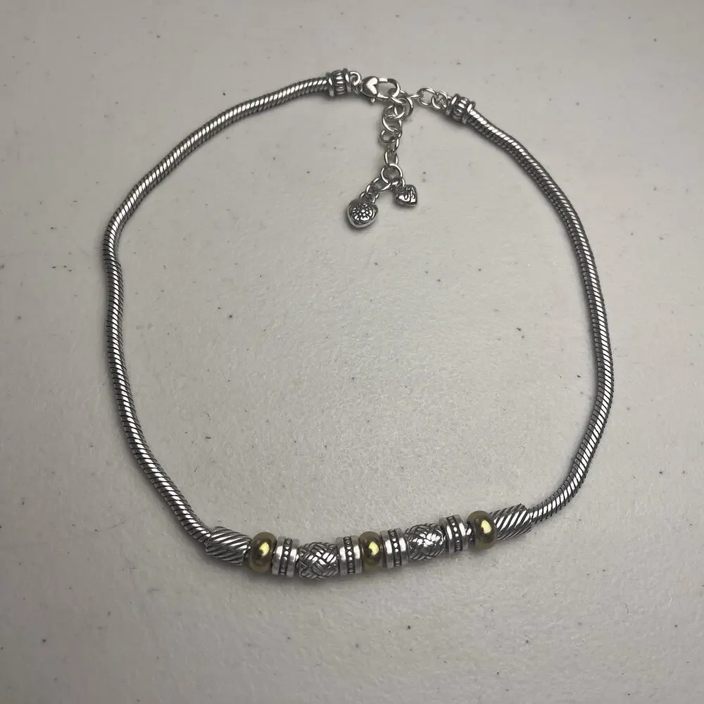 Brighton Travis Necklace Thick Snake Chain Slide Barrel Bead Silver Gold Tone - Picture 12 of 16